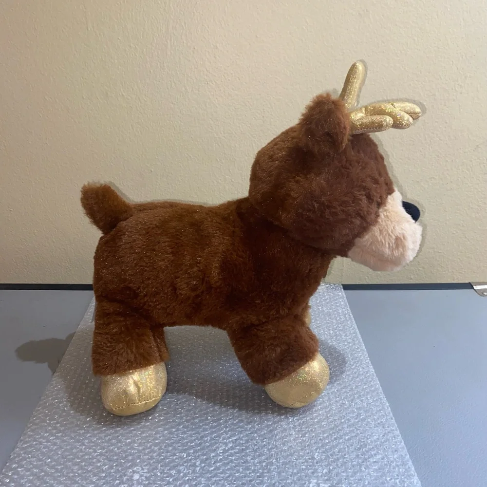 NWT Fortune Reindeer Plush Dog Toy - Brown with Gold Accents & Shimmer